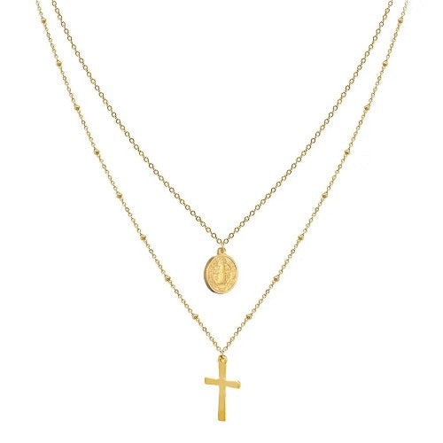 Double Layer Cross Necklace